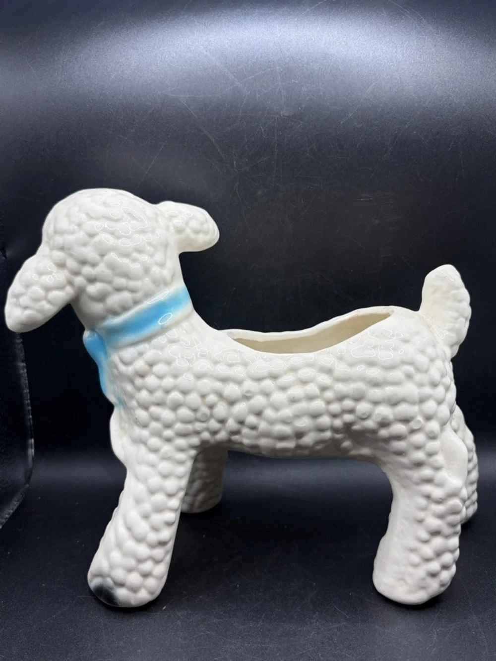 Vintage Hand Painted Kitsch Lamb Sheep Planter Vessel Vase Kawaii Coquette Decor - Picture 7 of 14